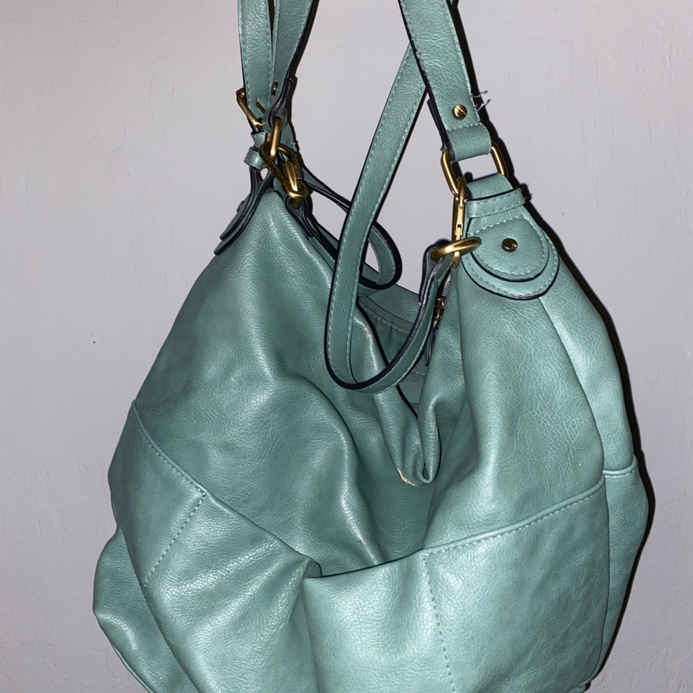 teal shoulder bag